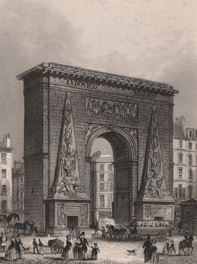 PARIS. Porte Saint-Denis. BICKNELL 1845 old antique vintage print picture